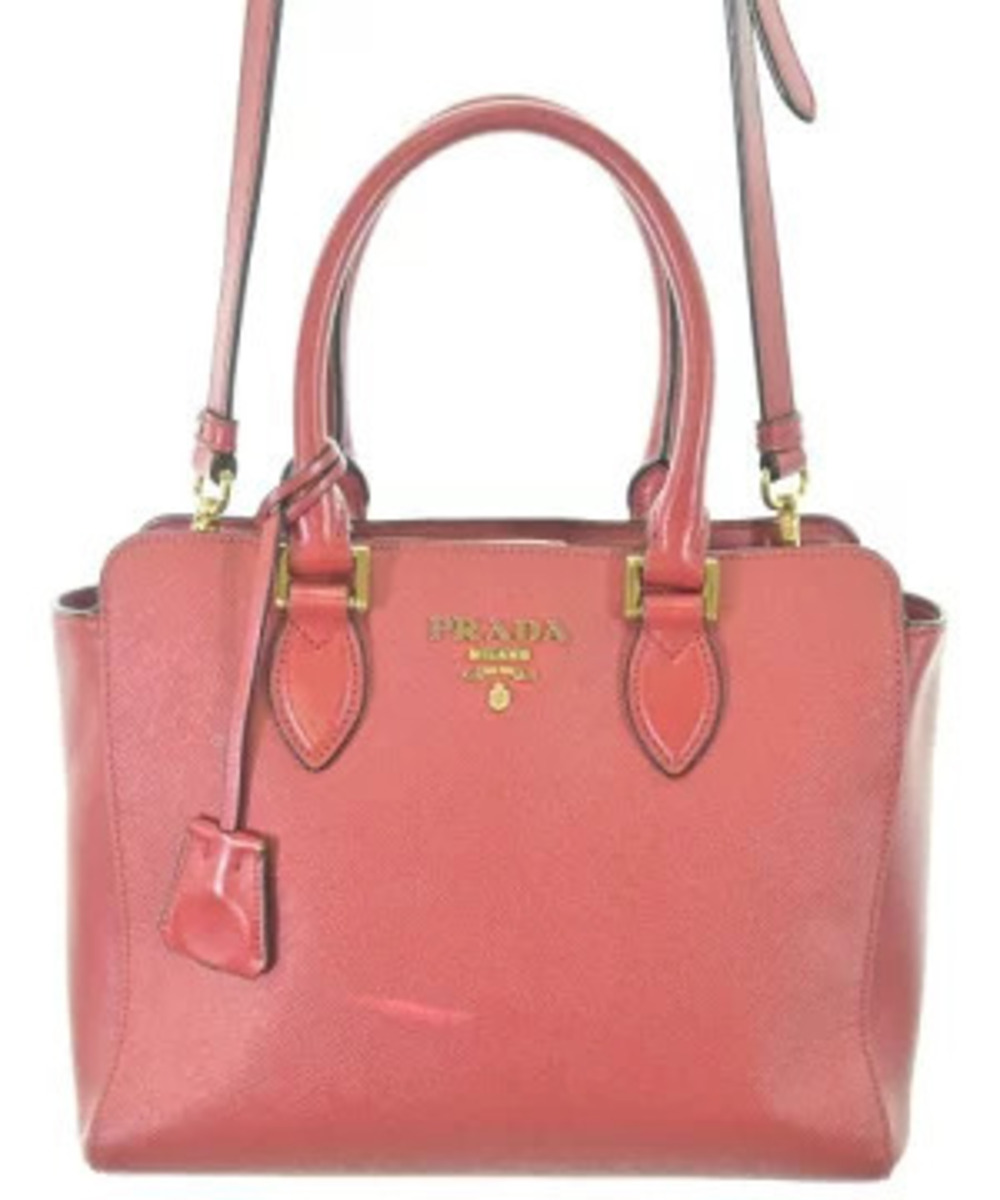 Prada Saffiano soft calf leather convertible 2way handbag red